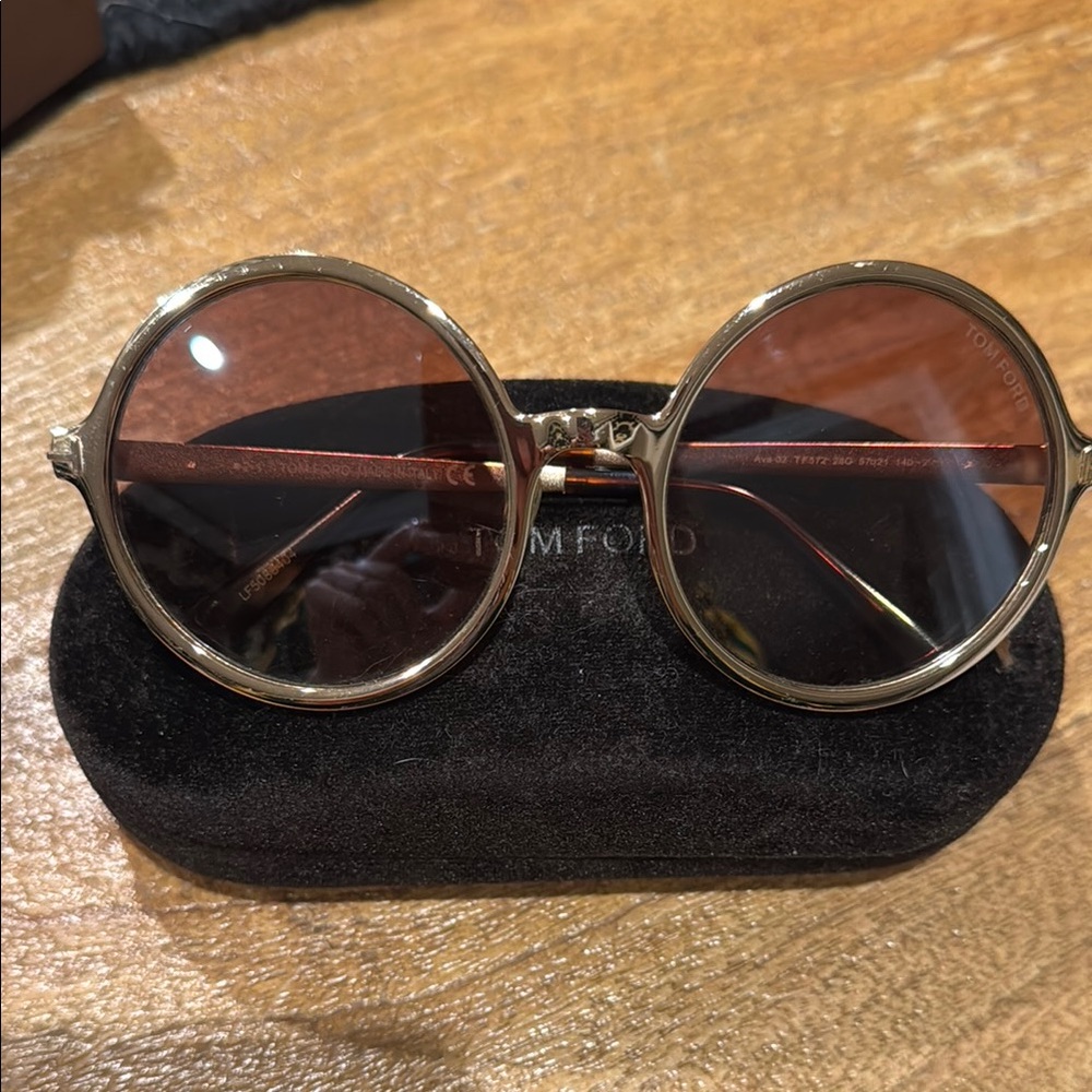 Tom Ford Gold and Brown Ava 02 TF572 Women's Sunglasses